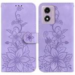 For Motorola Moto G04s / Moto E14 Lily Embossed Leather Phone Case(Purple)