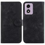 For Motorola Moto G04s / Moto E14 Lily Embossed Leather Phone Case(Black)