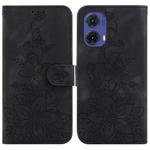 For Motorola Moto G85 Lily Embossed Leather Phone Case(Black)