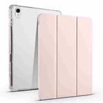 For Huawei MatePad 11.5S 3-folding Transparent TPU Smart Leather Tablet Case(Ice Pink)