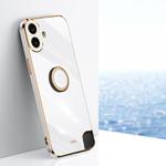 For Nothing CMF Phone 1 XINLI Straight Edge 6D Electroplate TPU Phone Case with Ring Holder(White)