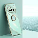 For Nothing Phone 3a XINLI Straight 6D Plating Gold Edge TPU Shockproof Case with Ring Holder(Mint Green)