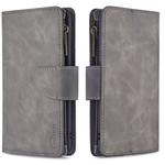 For iPhone 6 Plus Skin Feel Detachable Magnetic Zipper Horizontal Flip PU Leather Case with Multi-Card Slots & Holder & Wallet & Photo Frame & Lanyard(Grey)