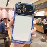 For iPhone 14 Pro Max Four-corner Shockproof TPU Phone Case with Lens Film(Blue)