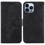 For iPhone 15 Pro Max Little Tiger Embossed Leather Phone Case(Black)