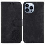 For iPhone 15 Pro Little Tiger Embossed Leather Phone Case(Black)