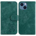 For iPhone 15 Little Tiger Embossed Leather Phone Case(Green)