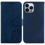 For iPhone 14 Pro Little Tiger Embossed Leather Phone Case(Dark Blue)