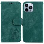 For iPhone 13 Pro Little Tiger Embossed Leather Phone Case(Green)