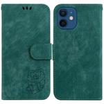 For iPhone 12 / 12 Pro Little Tiger Embossed Leather Phone Case(Green)