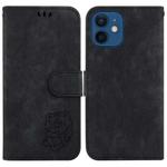 For iPhone 12 / 12 Pro Little Tiger Embossed Leather Phone Case(Black)