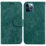 For iPhone 12 Pro Max Little Tiger Embossed Leather Phone Case(Green)