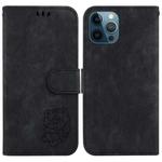 For iPhone 12 Pro Max Little Tiger Embossed Leather Phone Case(Black)