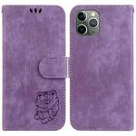 For iPhone 11 Pro Max Little Tiger Embossed Leather Phone Case(Purple)