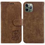 For iPhone 11 Pro Max Little Tiger Embossed Leather Phone Case(Brown)