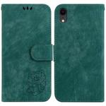 For iPhone XR Little Tiger Embossed Leather Phone Case(Green)