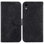 For iPhone XR Little Tiger Embossed Leather Phone Case(Black)