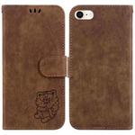 For iPhone 7 / 8 / SE 2022 / 2020 Little Tiger Embossed Leather Phone Case(Brown)