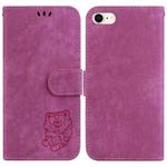 For iPhone 7 / 8 / SE 2022 / 2020 Little Tiger Embossed Leather Phone Case(Rose Red)