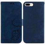 For iPhone 7 Plus / 8 Plus Little Tiger Embossed Leather Phone Case(Dark Blue)