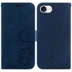 For iPhone SE 2024 Little Tiger Embossed Leather Phone Case(Dark Blue)