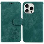 For iPhone 16 Pro Max Little Tiger Embossed Leather Phone Case(Green)