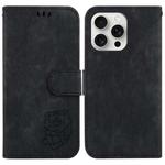 For iPhone 16 Pro Max Little Tiger Embossed Leather Phone Case(Black)