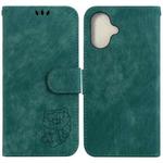 For iPhone 16 Plus Little Tiger Embossed Leather Phone Case(Green)