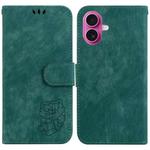 For iPhone 17 Little Tiger Embossed Leather Phone Case(Green)