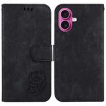 For iPhone 17 Little Tiger Embossed Leather Phone Case(Black)