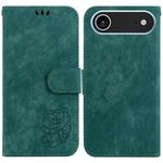 For iPhone 17 Air Little Tiger Embossed Leather Phone Case(Green)