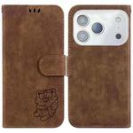 For iPhone 17 Pro Max Little Tiger Embossed Leather Phone Case(Brown)