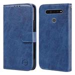 For LG K51 Skin Feeling Oil Leather Texture PU + TPU Phone Case(Dark Blue)
