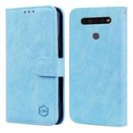 For LG K51 Skin Feeling Oil Leather Texture PU + TPU Phone Case(Light Blue)