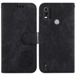 For Nokia C21 Plus Little Tiger Embossed Leather Phone Case(Black)