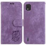 For Nokia C2 2nd Edition Little Tiger Embossed Leather Phone Case(Purple)