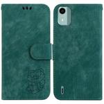 For Nokia C12 Little Tiger Embossed Leather Phone Case(Green)