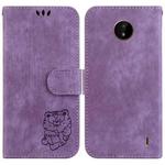 For Nokia C20 / C10 Little Tiger Embossed Leather Phone Case(Purple)