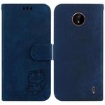 For Nokia C20 / C10 Little Tiger Embossed Leather Phone Case(Dark Blue)