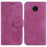 For Nokia C20 / C10 Little Tiger Embossed Leather Phone Case(Rose Red)