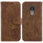 For Nokia C21 Little Tiger Embossed Leather Phone Case(Brown)