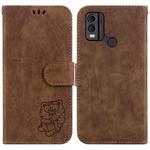 For Nokia C22 Little Tiger Embossed Leather Phone Case(Brown)