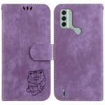 For Nokia C31 Little Tiger Embossed Leather Phone Case(Purple)