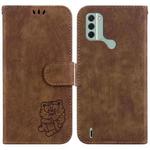 For Nokia C31 Little Tiger Embossed Leather Phone Case(Brown)