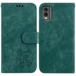 For Nokia C32 Little Tiger Embossed Leather Phone Case(Green)