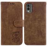 For Nokia C32 Little Tiger Embossed Leather Phone Case(Brown)