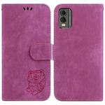 For Nokia C32 Little Tiger Embossed Leather Phone Case(Rose Red)