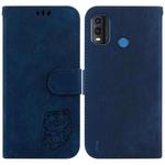 For Nokia G11 Plus Little Tiger Embossed Leather Phone Case(Dark Blue)