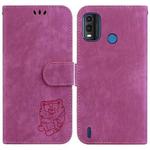 For Nokia G11 Plus Little Tiger Embossed Leather Phone Case(Rose Red)