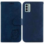For Nokia G22 Little Tiger Embossed Leather Phone Case(Dark Blue)